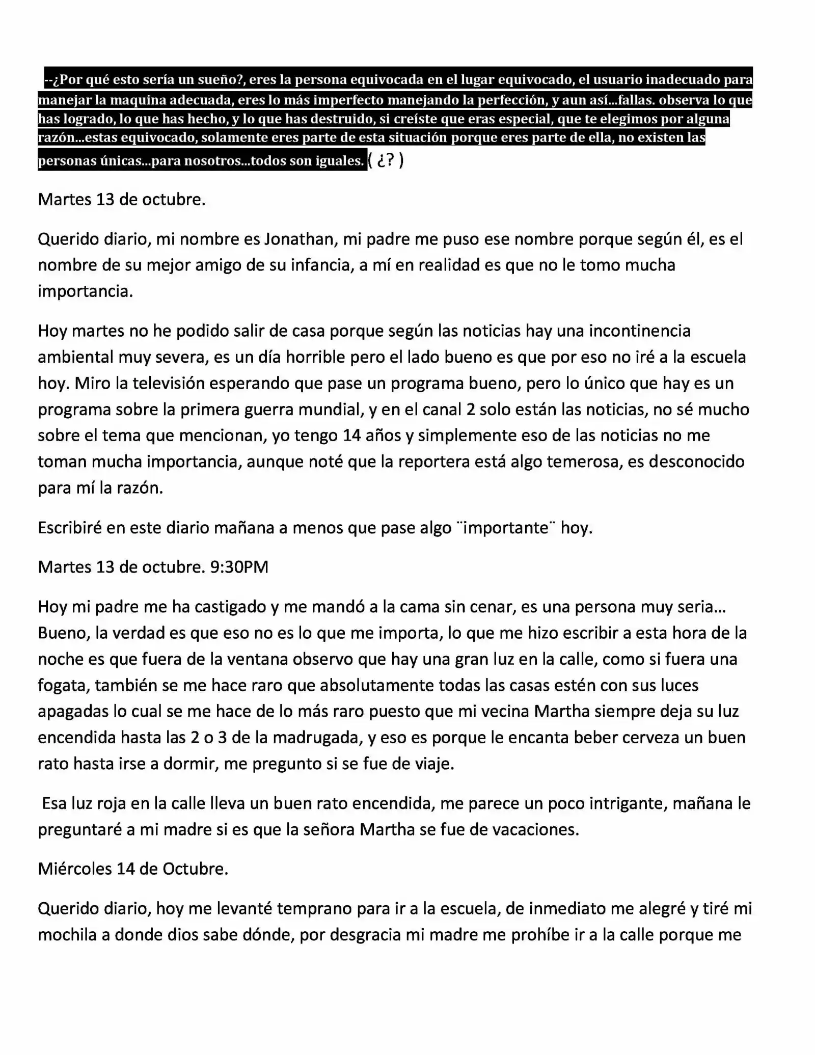 El Diario De Jonathan (Novela: Chapter 1 - Page 1