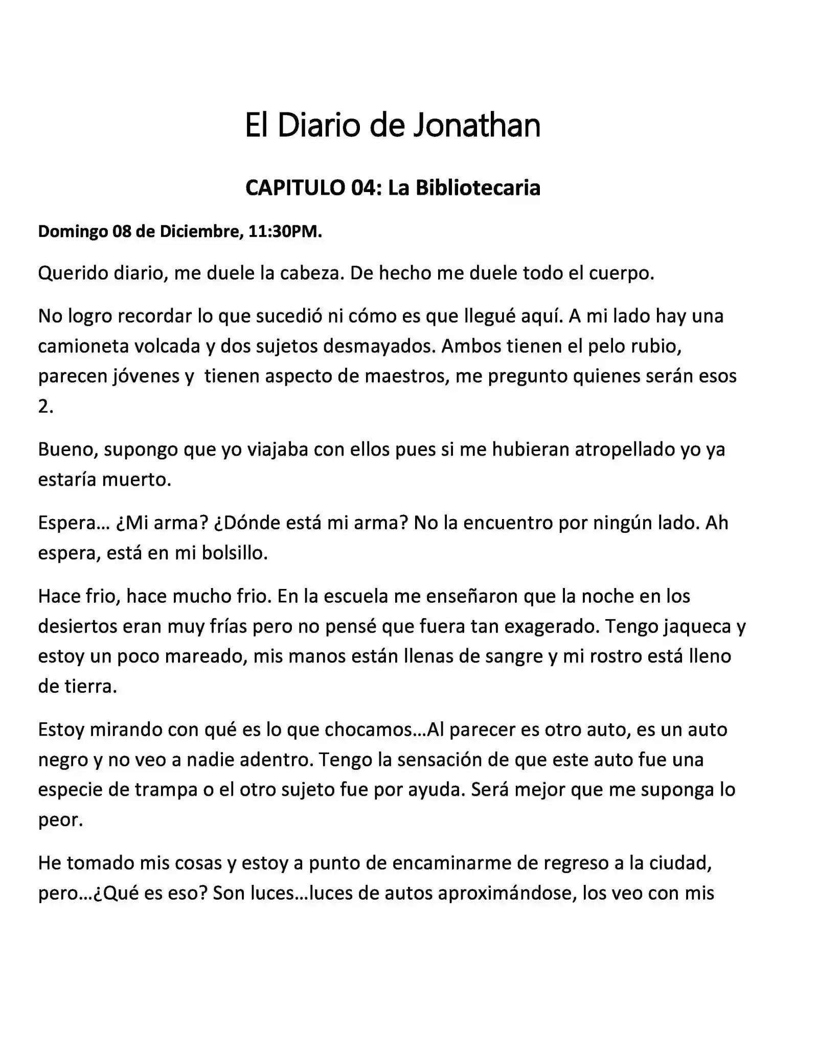 El Diario De Jonathan (Novela: Chapter 4 - Page 1