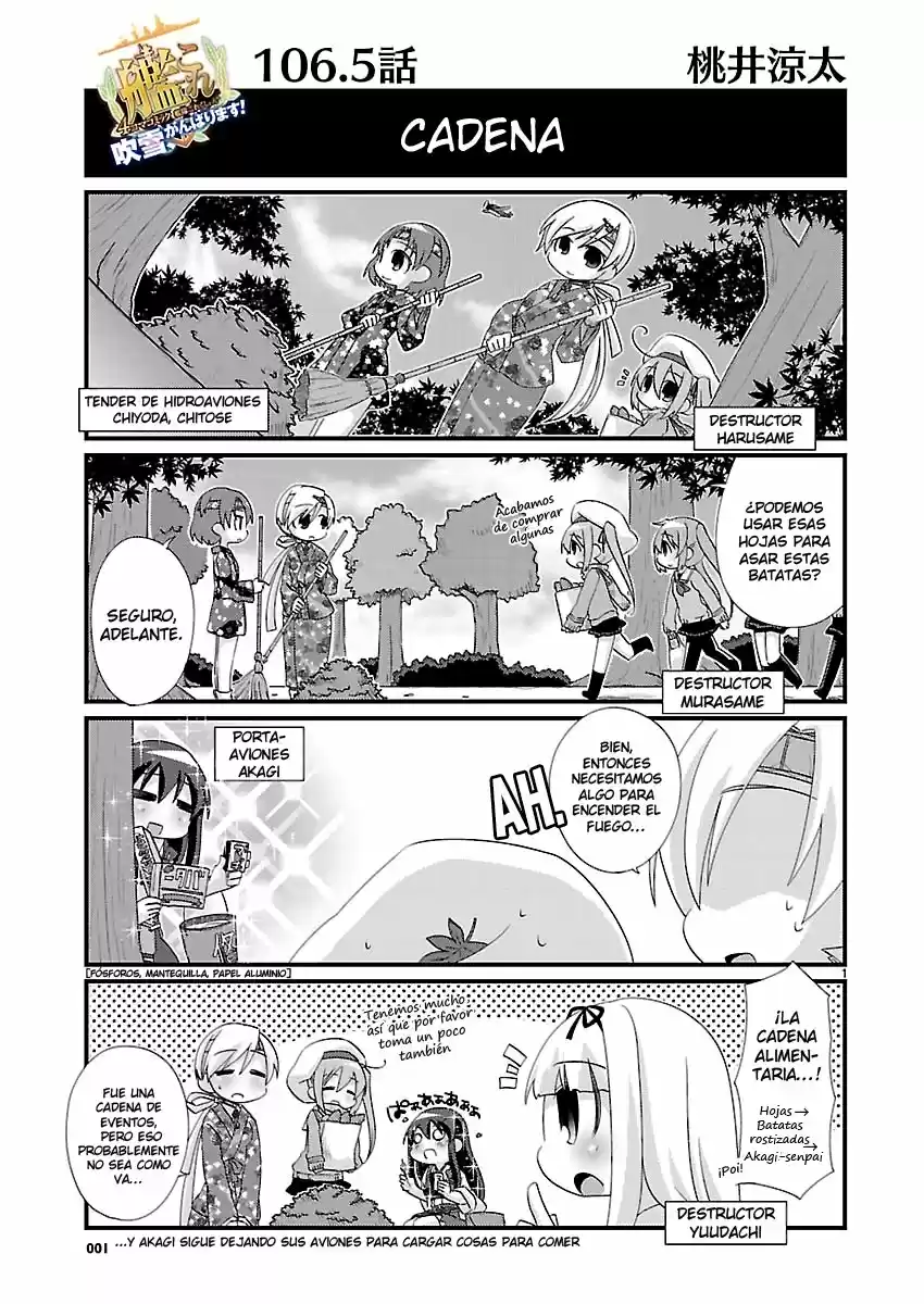 Kantai Collection 4-koma Comic: Fubuki- Ganbarimasu: Chapter 106 - Page 1