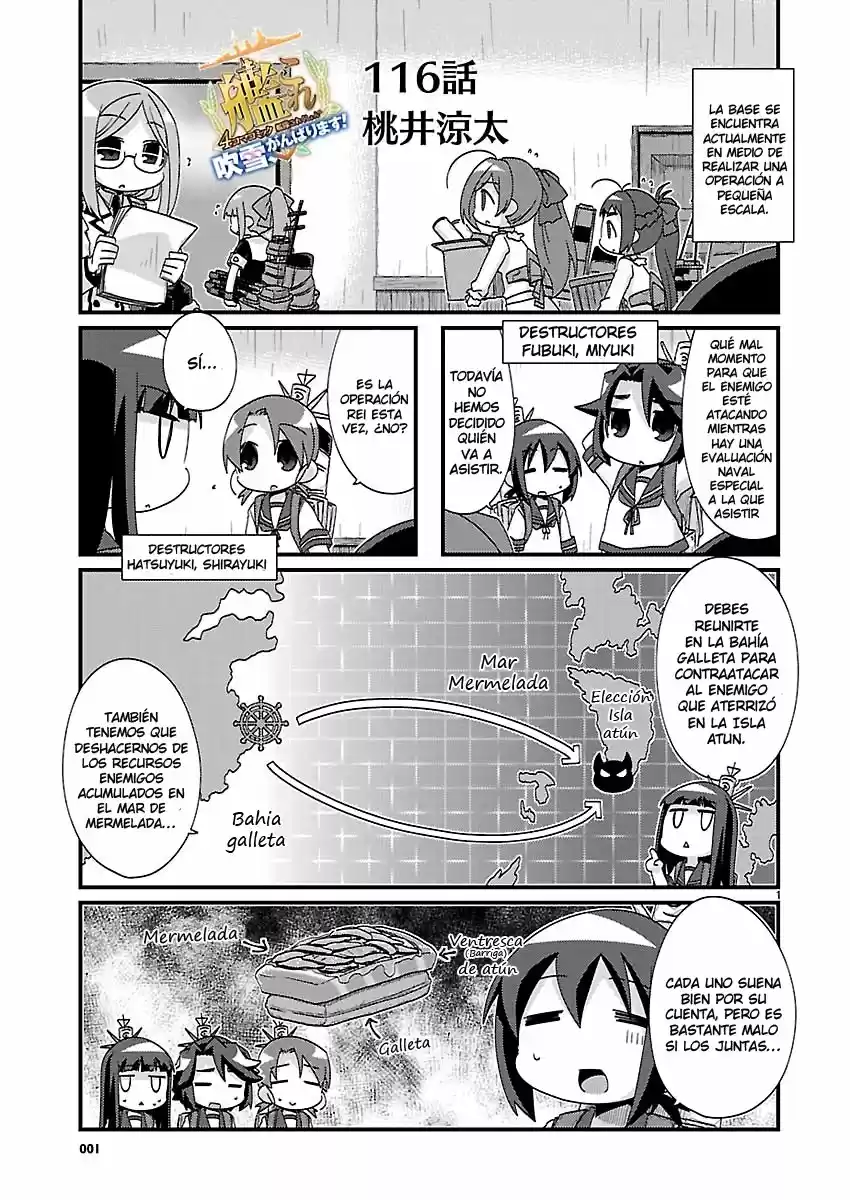 Kantai Collection 4-koma Comic: Fubuki- Ganbarimasu: Chapter 116 - Page 1