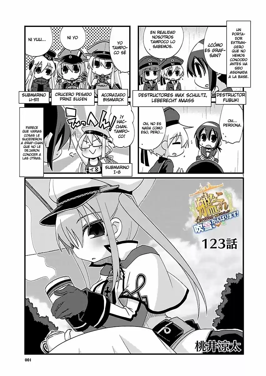 Kantai Collection 4-koma Comic: Fubuki- Ganbarimasu: Chapter 123 - Page 1