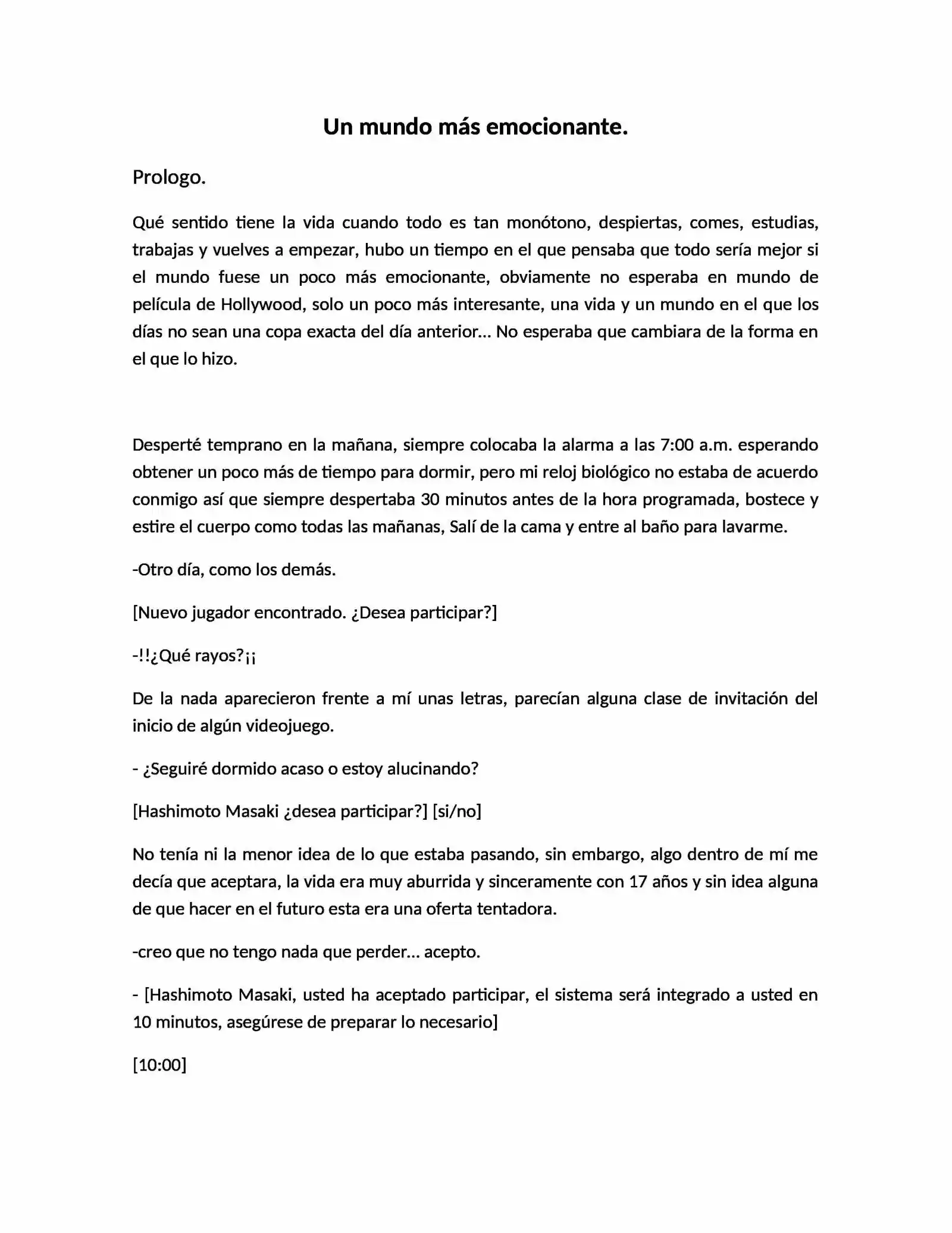 Un Mundo Mas Interesante (Novela: Chapter 0 - Page 1